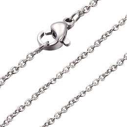 NBEADS 20 Strands 304 Stainless Steel Necklace Making, Cross Chains, with Lobster Clasps, Stainless Steel Color, 19.69"(500mm); 1.5mm