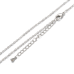 Honeyhandy Brass Cable Chain Necklaces, Long-Lasting Plated, Real Platinum Plated, 16.34 inch(41.5cm)