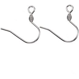 UNICRAFTALE 100pcs Silver Tone Earrings Hooks 0.8mm Pin Ear Wire Stainless Steel Ear Wire Findings with Loop for Dangle Earrings Jewelry Making 17x17.5x2.5mm, Hole 2mm