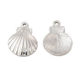 Honeyhandy Non-Tarnish 304 Stainless Steel Pendants, Shell Charm, Stainless Steel Color, 20.5x16x2.5mm, Hole: 1.6mm