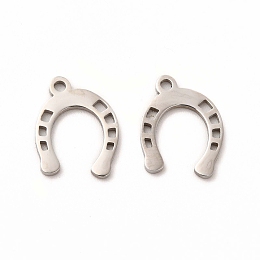 Honeyhandy 201 Stainless Steel Charms, Horseshoe, Stainless Steel Color, 13.5x10.5x1mm, Hole: 1mm