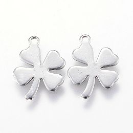 Honeyhandy 201 Stainless Steel Pendants, Clover, Stainless Steel Color, 13.5x10x0.7mm, Hole: 1mm