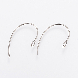 Honeyhandy 304 Stainless Steel Earring Hooks, Ear Wire, with Vertical Loop, Stainless Steel Color, 25x14x4mm, Hole: 3mm, Pin: 0.7mm