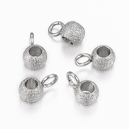 304 Stainless Steel Hanger Links, Textured, Rondelle Bail Beads, Stainless Steel Color, 7x4x3mm, Hole: 2mm, Inner diameter: 2mm