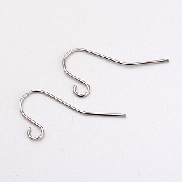 Honeyhandy 316L Surgical Stainless Steel Earring Hooks, Ear Wire, with Horizontal Loop, Stainless Steel Color, 17x8mm, Hole: 1.6mm, Pin: 0.5mm