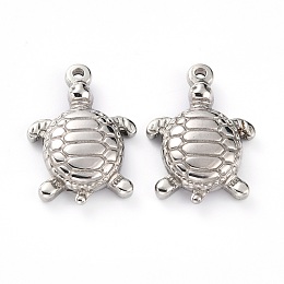 Honeyhandy 304 Stainless Steel Pendants, Tortoise, Stainless Steel Color, 21x14x4mm, Hole: 1.5mm