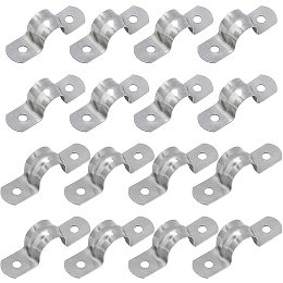 AHANDMAKER 60 Pcs U Bracket Tube Clip, 14mm/16mm Stainless Steel Pipeline Clamp 2 Holes Tube Straps Rigid Pipe Strap Clamp Heavy Duty Pipe Fasten Holder(0.55"/0.62")