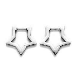 Honeyhandy 304 Stainless Steel Star Huggie Hoop Earrings, Stainless Steel Color, 20x21x3mm, Pin: 1mm