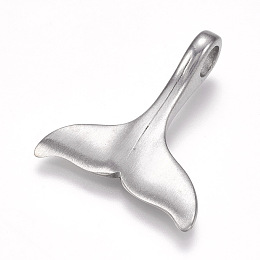 Honeyhandy 304 Stainless Steel Pendants, Matte, Whale Tail Shape, Stainless Steel Color, 29x25.5x8mm, Hole: 4.5mm