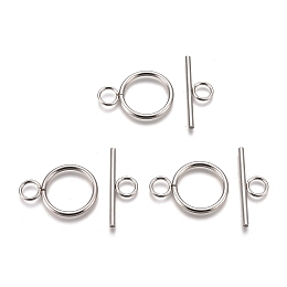 Honeyhandy 304 Stainless Steel Toggle Clasps, Ring, Stainless Steel Color, Ring: 28x20x2mm, Hole: 5.5mm, Bar: 30x10x2mm, Hole: 5.5mm