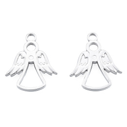 Honeyhandy 201 Stainless Steel Pendants, Angel, Stainless Steel Color, 23x19x2mm, Hole: 2.5mm