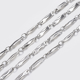 Honeyhandy 304 Stainless Steel Chains, Bar Link Chains, Soldered, Stainless Steel Color, 11x2.5x2mm