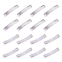 PandaHall Elite 20pcs Curved Rectangle 304 Stainless Steel Blank Tag Link Connectors for Jewelry Making, Stainless Steel Color