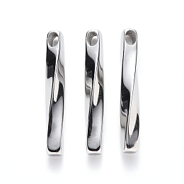 Honeyhandy 201 Stainless Steel Pendants, Twist Bar, Stainless Steel Color, 40x6x6mm, Hole: 4.5x3mm