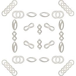 SUNNYCLUE 1 Box 6 Styles 24Pcs Stainless Steel Linking Charms Infinity Link Connectors Charm Oval Frames Jewelry Pendants for Beginners DIY Bracelet Necklace Jewelry Making Findings