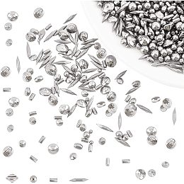 SUPERFINDINGS 1pound 4 Shapes Stainless Steel Polished Beads Tumbling Media Pins Burnishing Media Shot for Rust Removal,Rough Polishing,Precsion Polishing,Jewelry Polishing