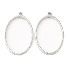 Honeyhandy Non-Tarnish 304 Stainless Steel Open Back Bezel Oval Pendants, For DIY UV Resin, Epoxy Resin, Pressed Flower Jewelry, Stainless Steel Color, 35x22x3mm, Hole: 2.2mm, Inner Diameter: 30x20mm