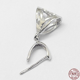 Honeyhandy Rhodium Plated 925 Sterling Silver Pendant Bails, Ice Pick & Pinch Bails, Platinum, 16.5x7.5mm, Hole: 4x6mm, Pin: 0.5mm