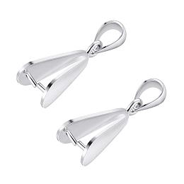 BENECREAT 2 PCS Sterling Silver Ice Pick Pinch Bails Charms Clasps Connectors for DIY Crafting Jewellery Making(18.4x5.2mm)