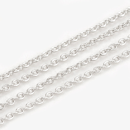 Honeyhandy Brass Cable Chains, Soldered, Flat Oval, Real Platinum Plated, 1.5x1.3x0.3mm