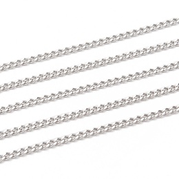 Honeyhandy 304 Stainless Steel Curb Chains, Unwelded, for Jewelry Making, Stainless Steel Color, 3x2x0.6mm