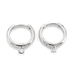 Honeyhandy Rack Plating Brass Huggie Hoop Earrings Finding, with Horizontal Loop, Ring, Platinum, 12 Gauge(2mm), 16.5x13.5x2mm, Hole: 1.5mm, Pin: 1mm