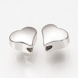 Honeyhandy Brass Spacer Beads, Nickel Free, Real Platinum Plated, Heart, 5x6x3.5mm, Hole: 1mm