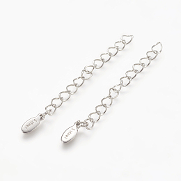 Honeyhandy Stainless Steel Chain Extender, Curb Chains, Oval  Carved with S.steel Charms, Stainless Steel Color, 55~60x4mm