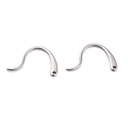 Honeyhandy 304 Stainless Steel Earring Hooks, with Horizontal Loop Hole Ear Wire Findings, for DIY Jewelry Making , Stainless Steel Color, 16.5x11.5x0.8mm, Hole: 0.9mm, Pin: 0.9mm