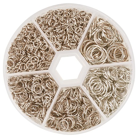PandaHall Elite 1 Box Platinum Iron Plated Jump Rings Diameter 4mm to 10mm Jewelry Connectors Chain Links, about 1745pcs/box