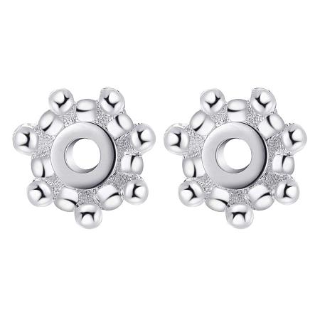 BENECREAT 60PCS 8mm Platinum Plated Snowflake Bead Spacers Loose Spacer Charms for Jewelry Making Crafts