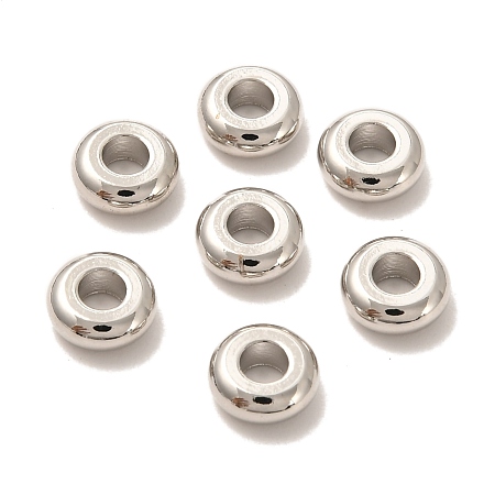 Honeyhandy Brass Spacer Beads, Long-Lasting Plated, Flat Round/Disc, Heishi Beads, Real Platinum Plated, 6.5x2.5mm, Hole: 2.5mm