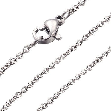 NBEADS 20 Strands 304 Stainless Steel Necklace Making, Cross Chains, with Lobster Clasps, Stainless Steel Color, 19.69