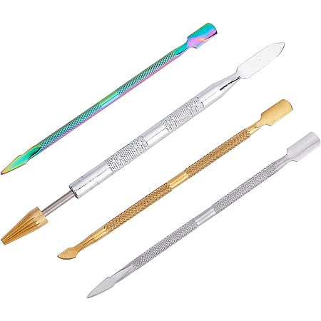 GORGECRAFT 4Pcs Leather Edge Dye Pen Stainless Steel Painting Working Tools Set Round Tapered Head Roller Oil Paint Glue Pens Applicator Treatment for Leather Crafts DIY Accessories