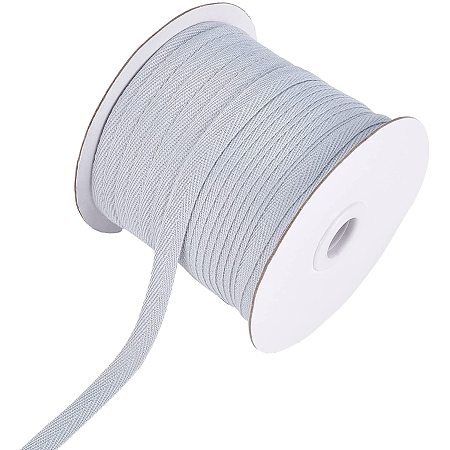 NBEADS 80 Yards(73.15m)/Roll Cotton Tape Ribbons, Herringbone Cotton Webbings, 12mm Wide Flat Cotton Herringbone Cords for Knit Sewing DIY Crafts, Light Green