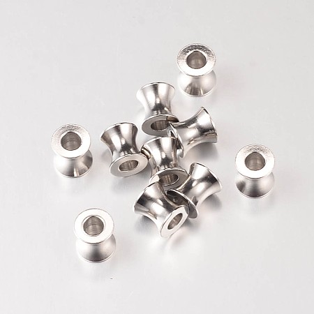 Honeyhandy 304 Stainless Steel European Large Hole Beads, Column, Stainless Steel Color, 8x8mm, Hole: 4mm, 10pcs/set
