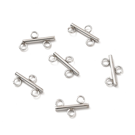 Honeyhandy 304 Stainless Steel Chandelier Component Links, 3 Loop Connector, Stainless Steel Color, 7x12x1.5mm, Hole: 2mm