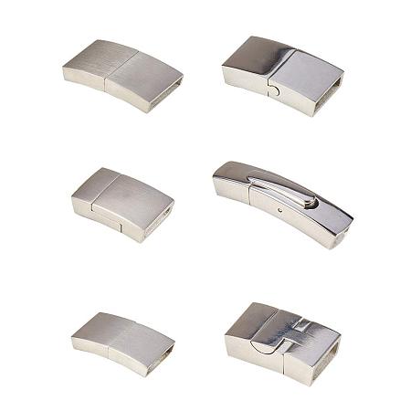 PandaHall Elite 6 Sets 6 Sizes 304 Stainless Steel Clasp and Closure Magnetic End Flat Magnetic Clasps Magnet Converter for Leather Bracelet Jewelry Making