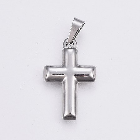 Honeyhandy 304 Stainless Steel Pendants, Cross, Stainless Steel Color, 21.5x13.5x2.5mm, Hole: 6x3mm