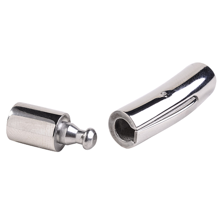 PandaHall Elite Tube 304 Stainless Steel 28x5.5mm Bayonet Clasps for Jewelry Craft 1Set/bag
