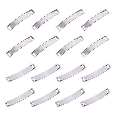 PandaHall Elite 20pcs Curved Rectangle 304 Stainless Steel Blank Tag Link Connectors for Jewelry Making, Stainless Steel Color