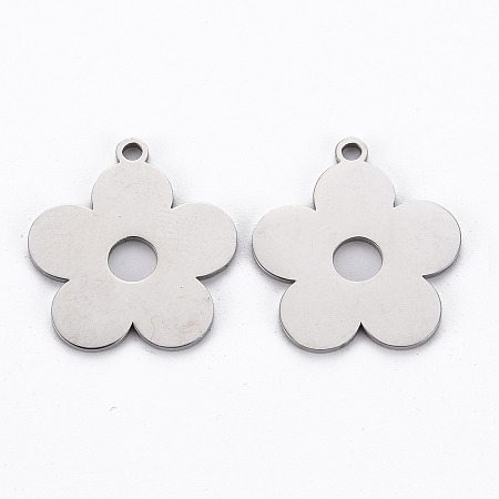 Honeyhandy 201 Stainless Steel Pendants, Cut, Flower, Stainless Steel Color, 19x17.5x1mm, Hole: 1.6mm