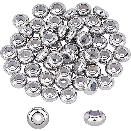 UNICRAFTALE About 50pcs 8mm Rondelle Stopper Beads with Rubber Inside Metal  Loose Beads 2mm Hole Stainless Steel Bead Spacers for Jewelry Making  Findings DIY Stainless Steel Color 
