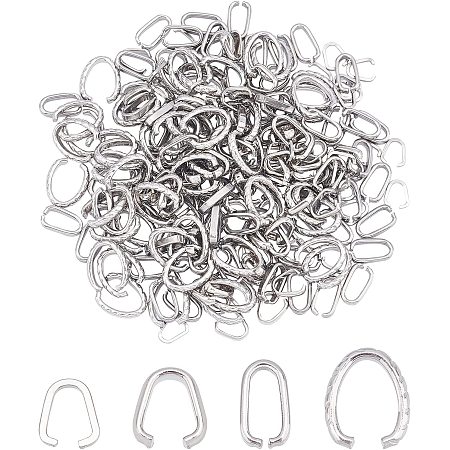 UNICRAFTALE About 400pcs 4 Sizes Oval Linking Rings Stainless Steel Links 6-12mm Linking Connectors Pendant for Jewelry Making Stainless Steel Color