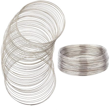 BENECREAT 250 Loop Jewelry Wire Platinum Memory Beading Wire Bangle Bracelet Wire for Wire Wrap DIY Jewelry Making (22 Gauge, 115mm)