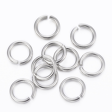 Honeyhandy 304 Stainless Steel Open Jump Rings, Stainless Steel Color, 18 Gauge, 8x1mm, Inner Diameter: 6mm
