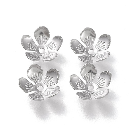 Honeyhandy 304 Stainless Steel Bead Caps, 5-Petal, Flower, Stainless Steel Color, 11x11x3mm, Hole: 1.6mm