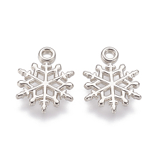 Honeyhandy CCB Plastic Pendants, Snowflake, Platinum, 20x15x1.5mm, Hole: 2mm