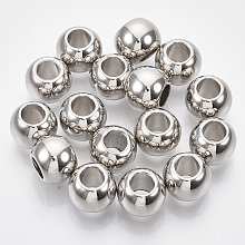 Honeyhandy CCB Plastic Beads, Large Hole Beads, Rondelle, Platinum, 11x9mm, Hole: 5.5mm, about 770pcs/500g