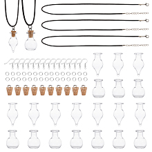 SUNNYCLUE 90Pcs DIY Glass Wishing Bottle Jewelry Sets Kits, Including 2 Styles Pendants, Waxed Cotton Cord, Brass Earring Hooks and Iron Jump Rings, Platinum